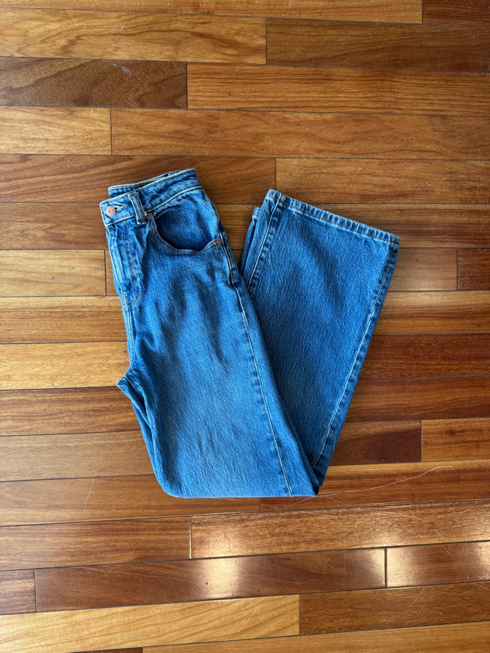 PINK Victoria’s Secret High Rise Wide Leg Jeans Blue Denim